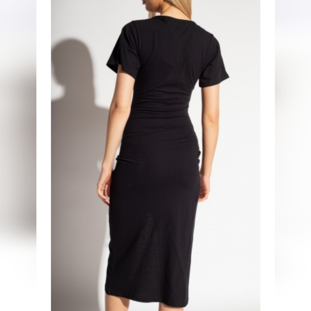 NWT IRO Black Wrap-Over Lemica Midi Dress Short Sleeve Size Medium - Picture 2 of 14